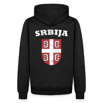 Serbien Wappen - Männer Premium Bio Hoodie - Schwarz - Hinten - Nico (187cm)
