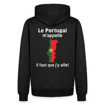 Portugal nennt mich ich muss gehen! - Männer Premium Bio Hoodie - Schwarz - Hinten - Nico (187cm)