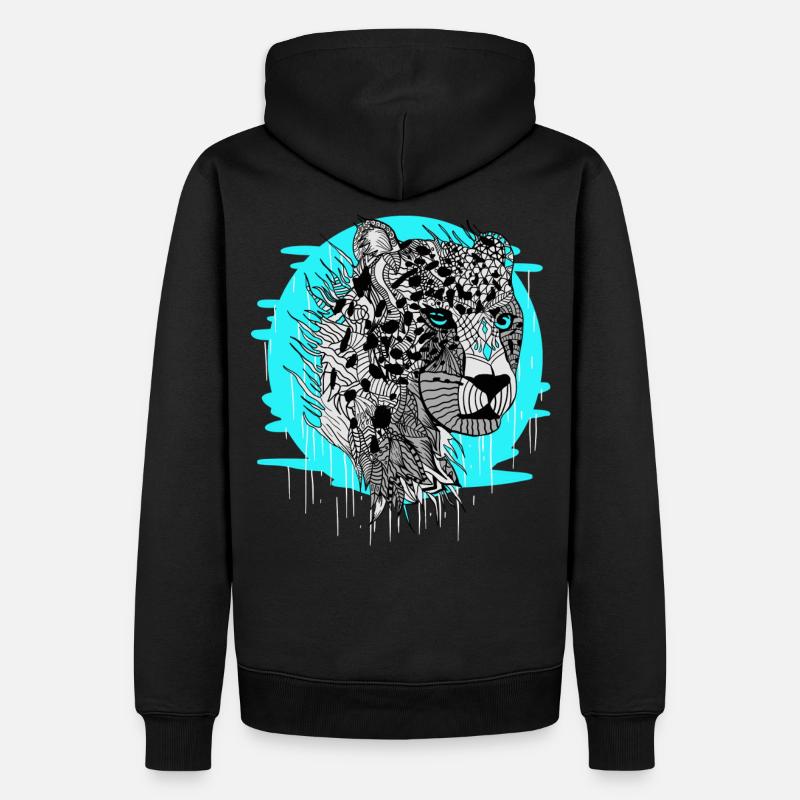 Leopard Retro Mandala - Männer Premium Bio Hoodie - Schwarz
