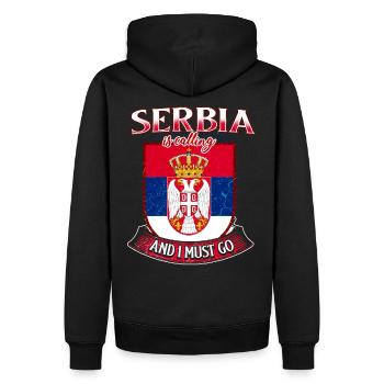 Serbien Wappen - Männer Premium Bio Hoodie - Schwarz - Hinten - Nico (187cm)