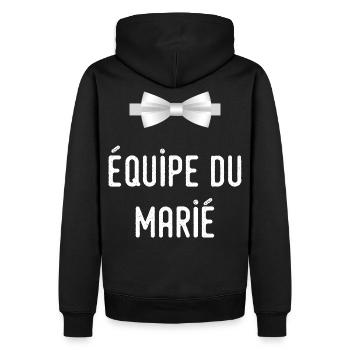 EVG équipe du marié EVG - Sweat à capuche Premium bio Homme - noir - Dos - Nico (187cm)