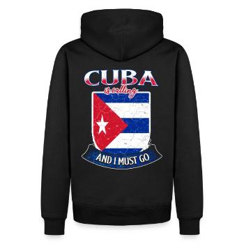 Kuba - Männer Premium Bio Hoodie - Schwarz - Hinten - Nico (187cm)