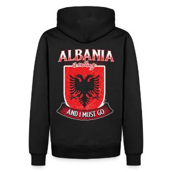 Albanie - Sweat à capuche Premium bio Homme - noir - Dos - Nico (187cm)