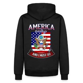 Fan d’Amérique - Sweat à capuche Premium bio Homme - noir - Dos - Nico (187cm)