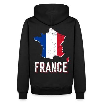 France - Men’s Premium Organic Hoodie - black - Back - Nico (187cm)