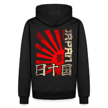 Japan Sonne Flagge Japanische Schriftzeichen - Männer Premium Bio Hoodie - Schwarz - Hinten - Nico (187cm)