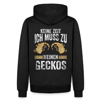Gecko Terraristik Echse Salamander Geschenk - Männer Premium Bio Hoodie - Schwarz - Hinten - Nico (187cm)