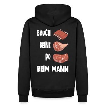 Bauch Beine Po Fleisch BBQ Grillen Lustig Geschenk - Männer Premium Bio Hoodie - Schwarz - Hinten - Nico (187cm)
