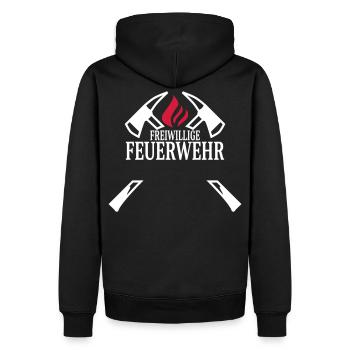 Personalierbar Fw Feuerwehr Axt und Flamme - Männer Premium Bio Hoodie - Schwarz - Hinten - Nico (187cm)
