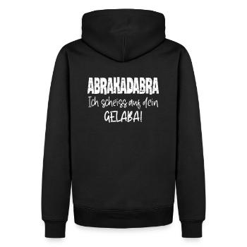 Abrakadabra cooler Spruch für freche Freunde - Männer Premium Bio Hoodie - Schwarz - Hinten - Nico (187cm)
