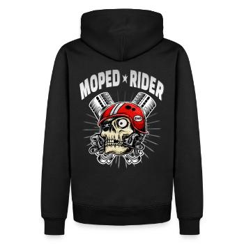 Moped rider skull biker cult - Men’s Premium Organic Hoodie - black - Back - Nico (187cm)