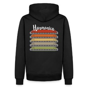 Vintage Harmonica Retro Harmonica Gift - Men’s Premium Organic Hoodie - black - Back - Nico (187cm)