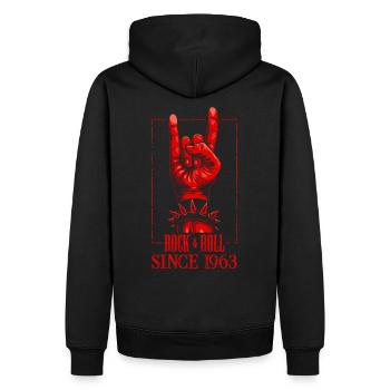 Rock & Roll Since 1963 - 57. Geburtstagsgeschenk - Männer Premium Bio Hoodie - Schwarz - Hinten - Nico (187cm)