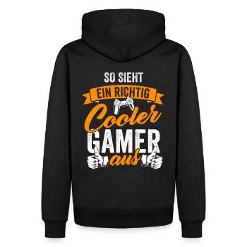 Gamer Zocker Videospiel PC Computerspiel Geschenk - Männer Premium Bio Hoodie - Schwarz - Hinten - Nico (187cm)