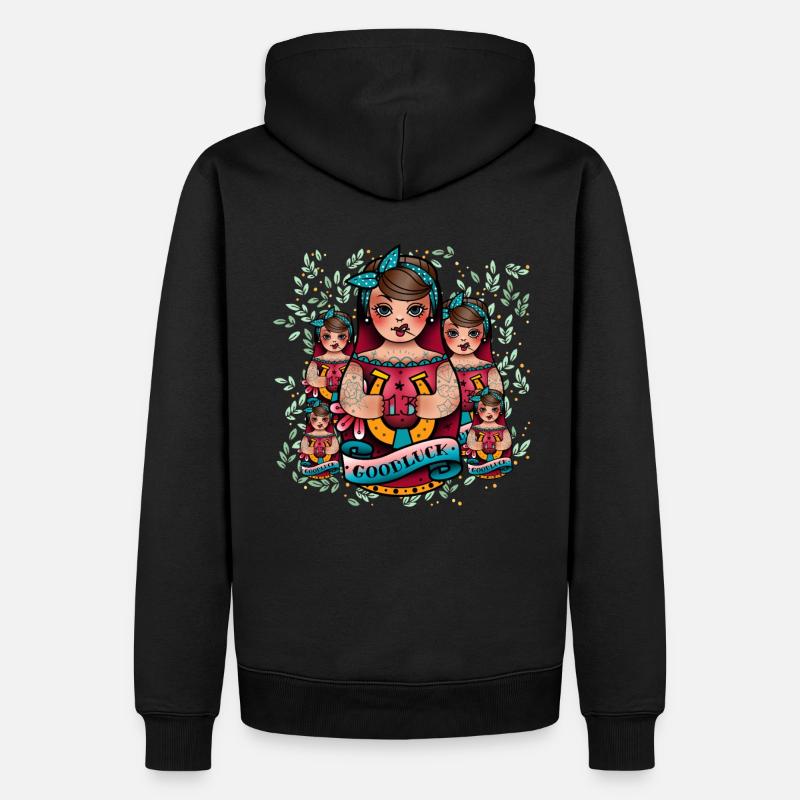 Poupée Matrouchka Russie Babouchka - Sweat à capuche Premium bio Homme - noir