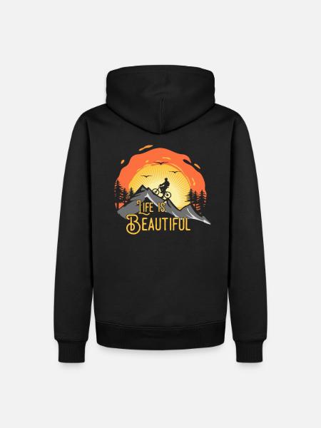 Das Leben ist wunderschoen - Männer Premium Bio Hoodie - Schwarz