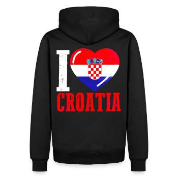 Kroatien Herz - Männer Premium Bio Hoodie - Schwarz - Hinten - Nico (187cm)