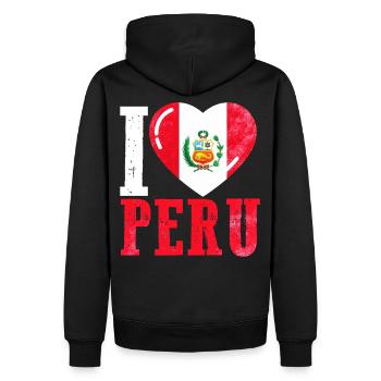 Ich liebe Peru - Männer Premium Bio Hoodie - Schwarz - Hinten - Nico (187cm)