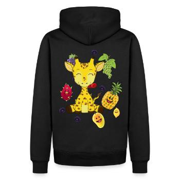 Girafe, fruits, fruits, snacking, vitamines, animaux sauvages - Sweat à capuche Premium bio Homme - noir - Dos - Nico (187cm)