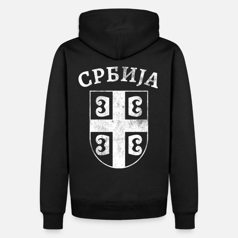 Serbien Kyrillisch - Männer Premium Bio Hoodie - Schwarz