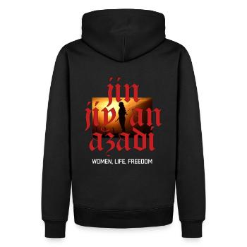 Jin Jiyan Azadi - Men’s Premium Organic Hoodie - black - Back - Nico (187cm)
