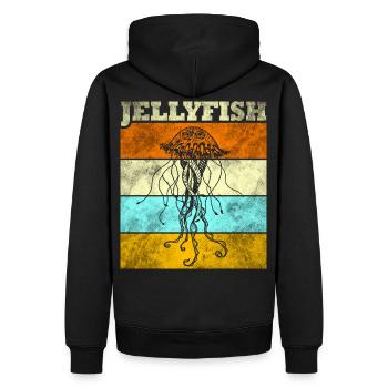 Qualle - Männer Premium Bio Hoodie - Schwarz - Hinten - Nico (187cm)