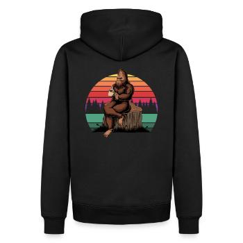 Bigfoot buvant du café - Sweat à capuche Premium bio Homme - noir - Dos - Nico (187cm)