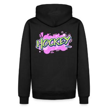 Field Hockey Mum PopArt Text Art - Men’s Premium Organic Hoodie - black - Back - Nico (187cm)