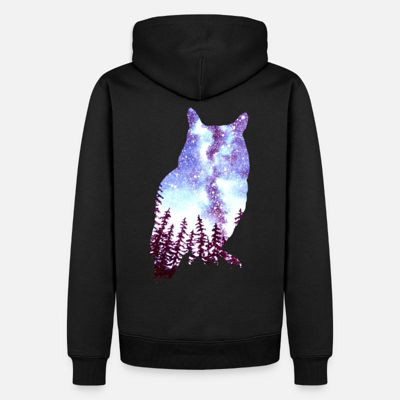 Eule Sternenhimmel Wald - Männer Premium Bio Hoodie - Schwarz