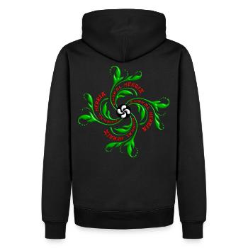 Croix Basque. Lauburu - Sweat à capuche Premium bio Homme - noir - Dos - Nico (187cm)
