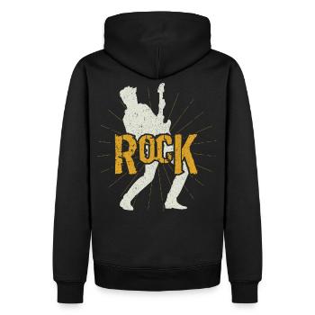 Vintage rock guitar guitarist electric guitar bass player - Men’s Premium Organic Hoodie - black - Back - Nico (187cm)