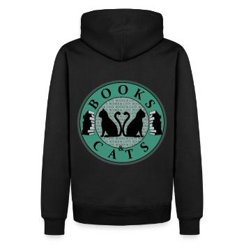 Lire, Chats, Livres, Femmes, Cadeau, Vintage - Sweat à capuche Premium bio Homme - noir - Dos - Nico (187cm)