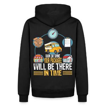 Paketzusteller Paket Paketbote Paketbotin Kurier - Männer Premium Bio Hoodie - Schwarz - Hinten - Nico (187cm)