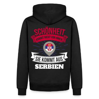 Schönheit kommt aus Serbien Geschenk für Serber - Männer Premium Bio Hoodie - Schwarz - Hinten - Nico (187cm)