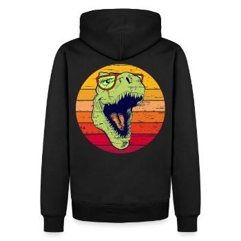 T-Rex drôle avec des lunettes | Dino avec lunettes - Sweat à capuche Premium bio Homme - noir - Dos - Nico (187cm)
