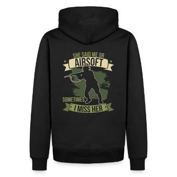 Mich oder Airsoft Softair Lustige Dating - Männer Premium Bio Hoodie - Schwarz - Hinten - Nico (187cm)