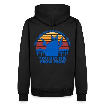 You Mess With The Meow Meow You Get The Peow Peow - Männer Premium Bio Hoodie - Schwarz - Hinten - Nico (187cm)