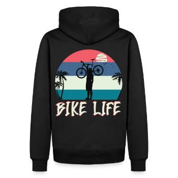 Bike Life - Fahrrad Strand Meer - Männer Premium Bio Hoodie - Schwarz - Hinten - Nico (187cm)