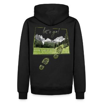 Allez, allez ! - motif de randonnée cool avec des empreintes de chaussures - Sweat à capuche Premium bio Homme - noir - Dos - Nico (187cm)