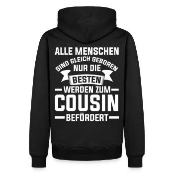 Bester Cousin - Männer Premium Bio Hoodie - Schwarz - Hinten - Nico (187cm)