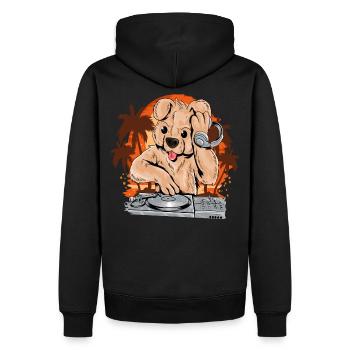 Teddybär DJ, Sommer Party Musik Club Kopfhörer - Männer Premium Bio Hoodie - Schwarz - Hinten - Nico (187cm)
