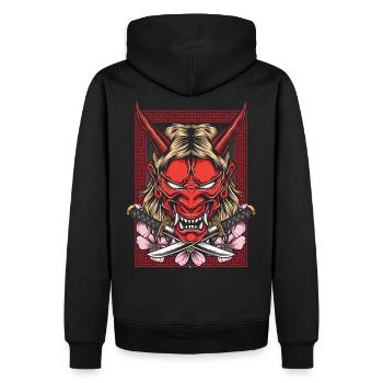 Japanischer Dämon Hannya Oni Maske Japan Schwert - Männer Premium Bio Hoodie - Schwarz - Hinten - Nico (187cm)