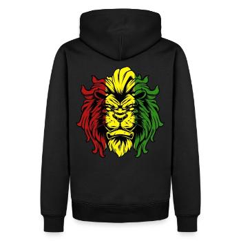 Rasta Lion Roots Reggae Musique Jah Jamaïque cadeau - Sweat à capuche Premium bio Homme - noir - Dos - Nico (187cm)