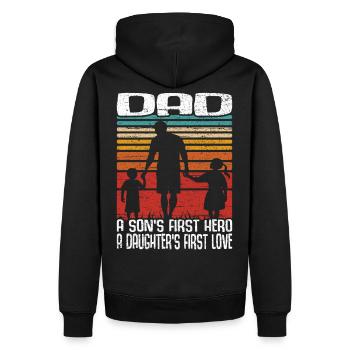 Vintage Vatertag Retro Vater Papa Erste Liebe Held - Männer Premium Bio Hoodie - Schwarz - Hinten - Nico (187cm)