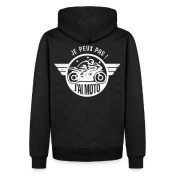 Ich kann nicht, ich habe Motorrad-Geschenk Humor Motorrad-Biker - Männer Premium Bio Hoodie - Schwarz - Hinten - Nico (187cm)