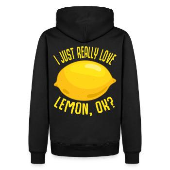 I Just Really Love Lemon, Ok Lemon Gift - Men’s Premium Organic Hoodie - black - Back - Nico (187cm)