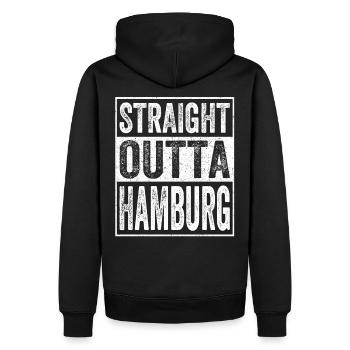 Straight Outta Hamburg Port Hanseatic City Gift - Men’s Premium Organic Hoodie - black - Back - Nico (187cm)