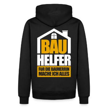 Bauhelfer Baustelle Geschenk - Männer Premium Bio Hoodie - Schwarz - Hinten - Nico (187cm)