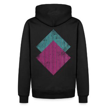 Bunte Retro Formen - Männer Premium Bio Hoodie - Schwarz - Hinten - Nico (187cm)