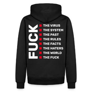 FUCK - FUCK ALL THINGS - Sweat à capuche Premium bio Homme - noir - Dos - Nico (187cm)